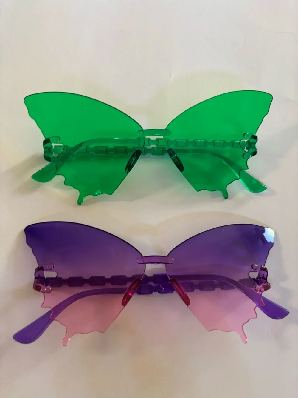 Butterfly Rimless Sunglasses in Green and Purple - Fashion Women's Shades